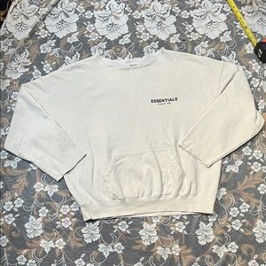 Essentials Fear Of God Off-White Crew Neck Sweater Cut Off